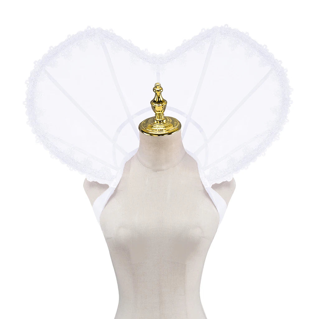 Heart-Shaped Standing Lace Medici Collar Gothic Queen Elizabeth Boned Neckpiece