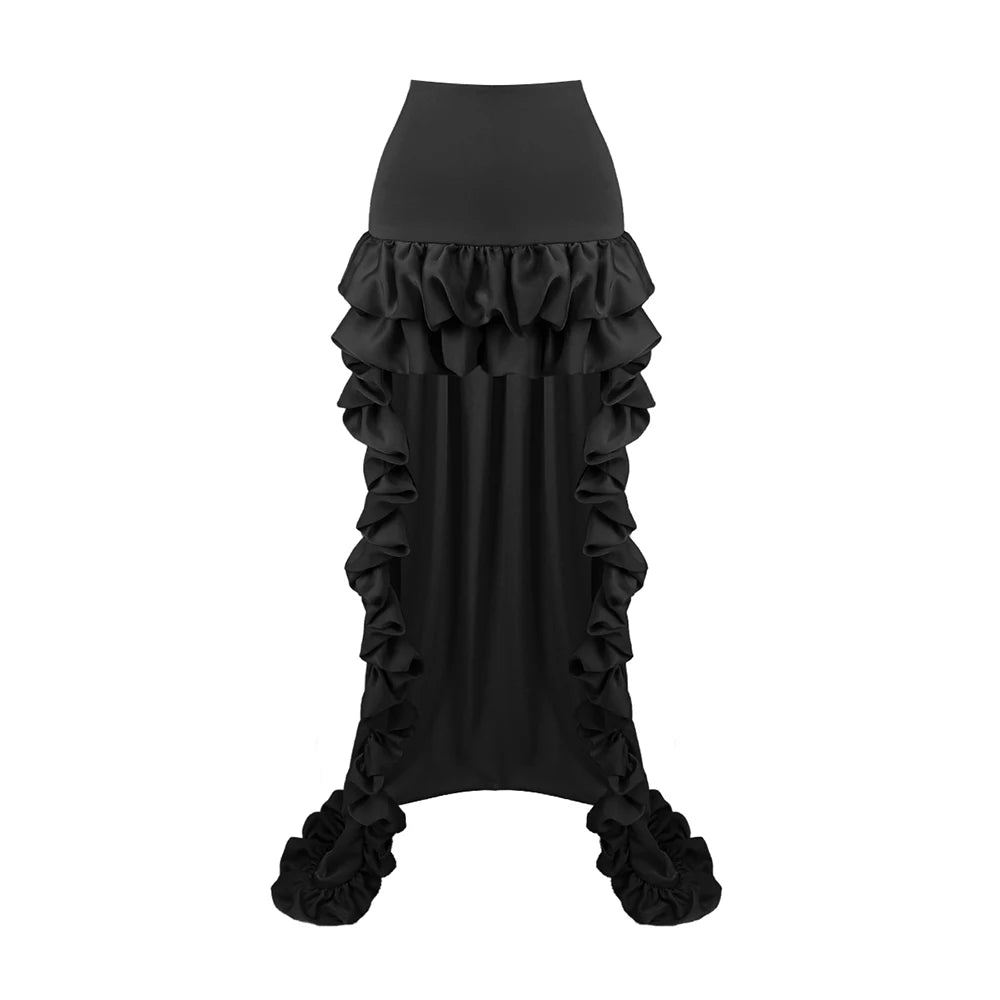 High-Waist High-Low Ruffle Skirt
