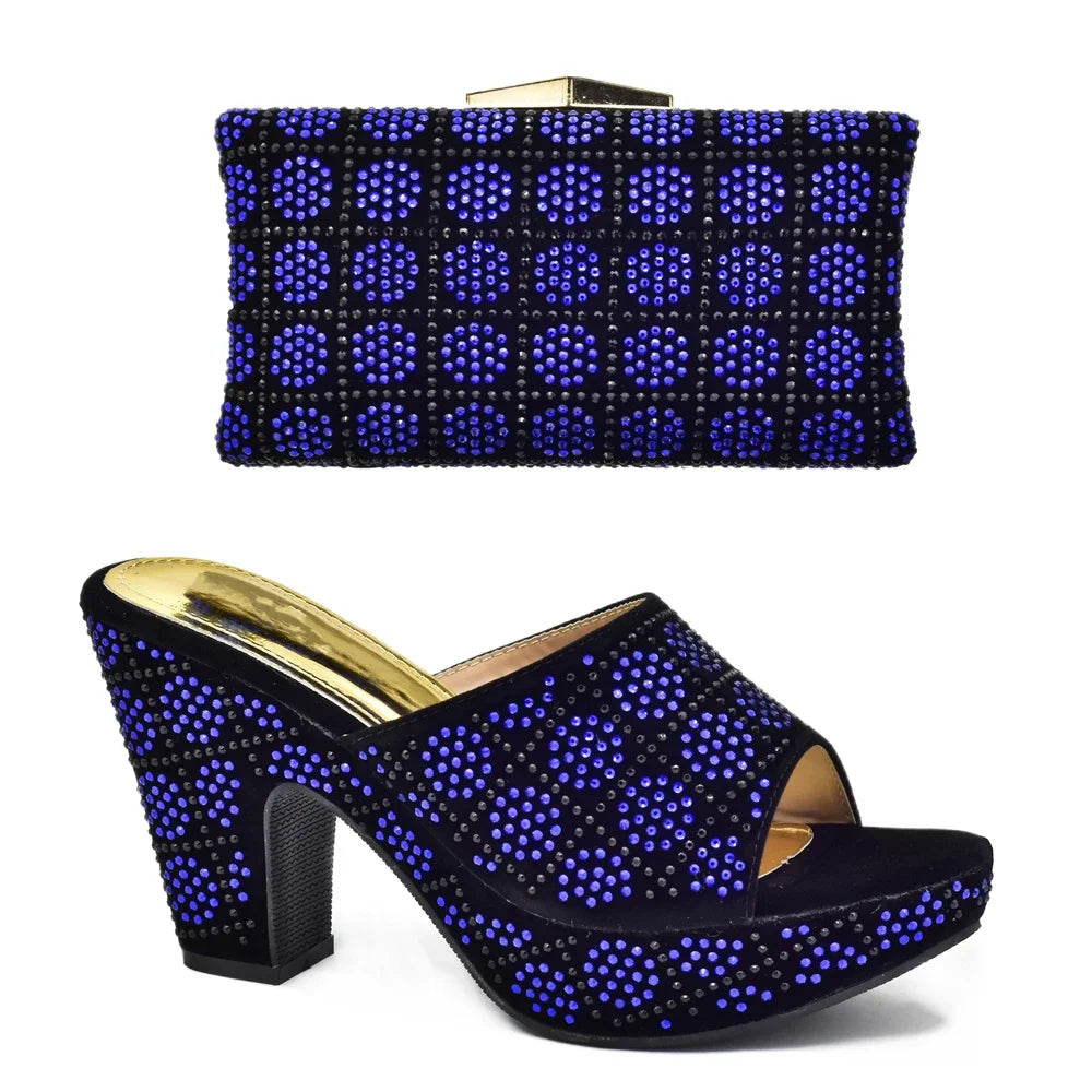 Italian Rhinestone Shoes and Bag Matching Set