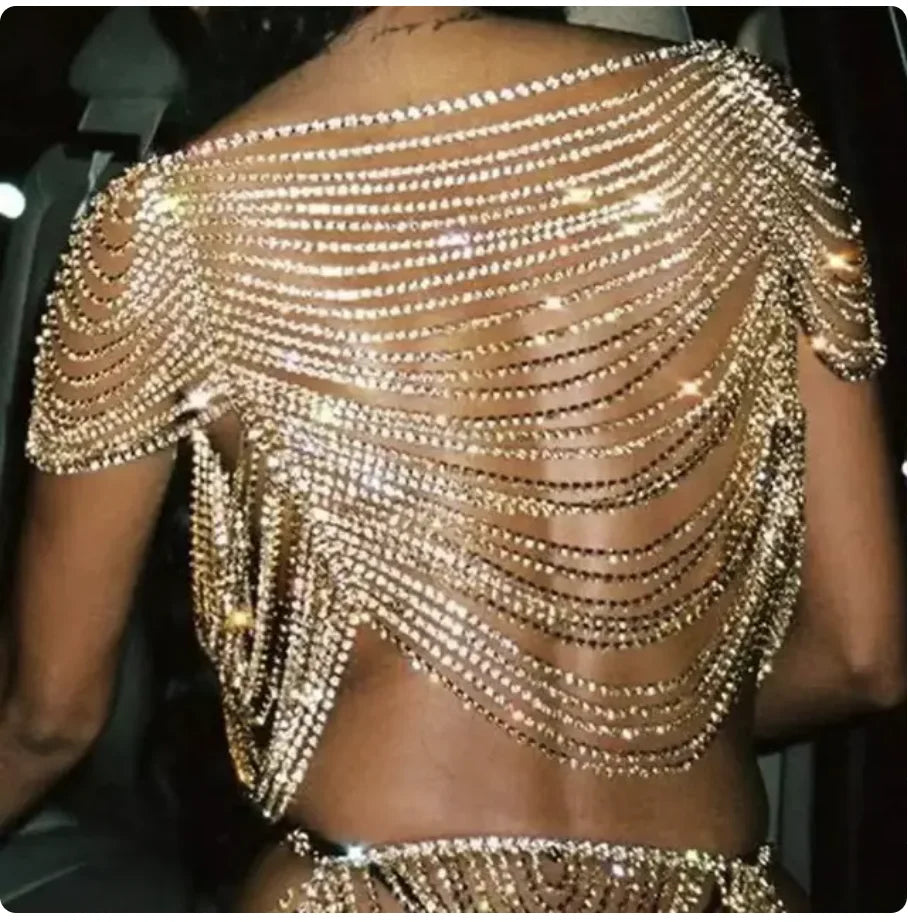 Rhinestone Fringe Vest & Skirt Body Jewelry