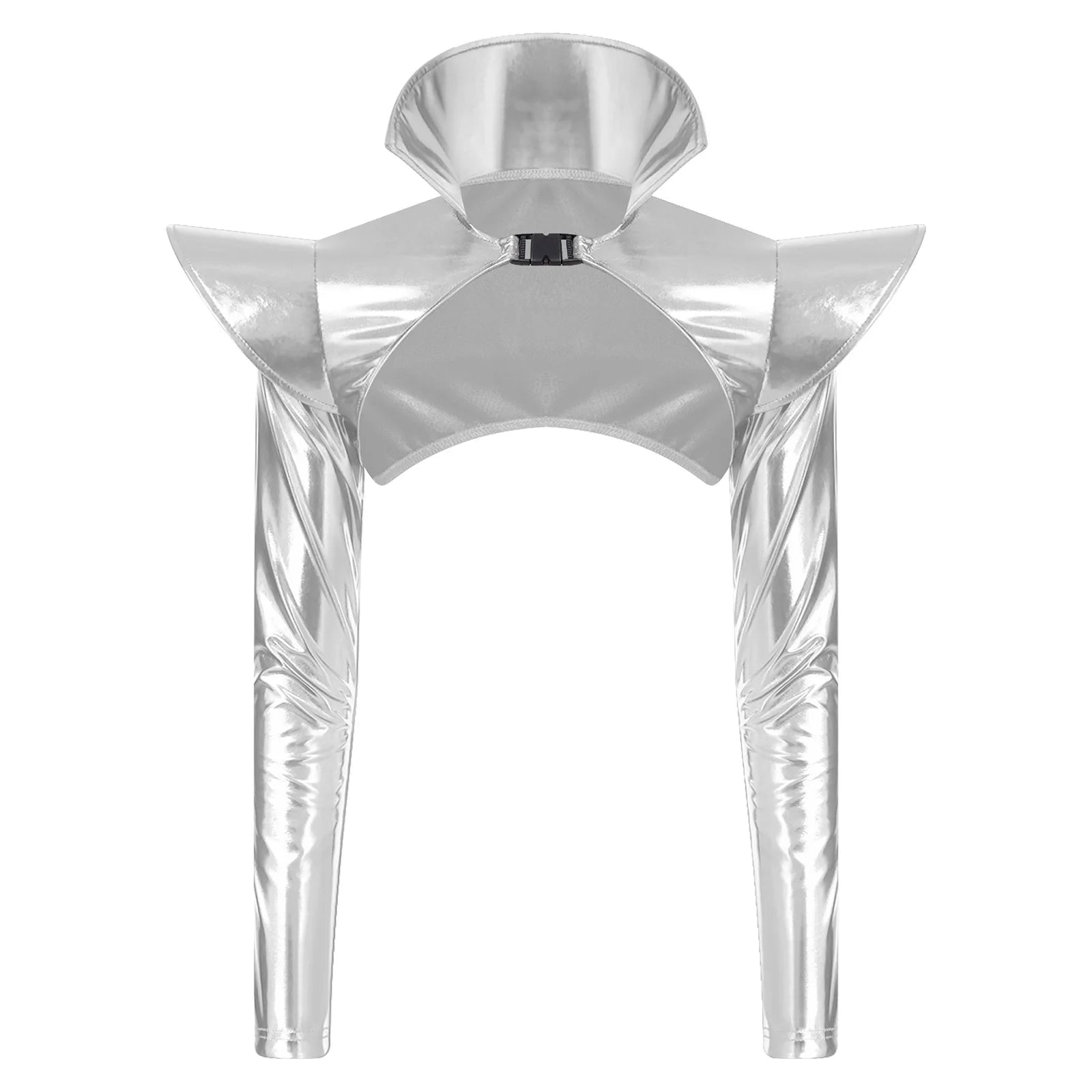 Metallic Shoulder Armor Shrug Crop Top & Sleeves Futuristic Pauldron Stage Costume