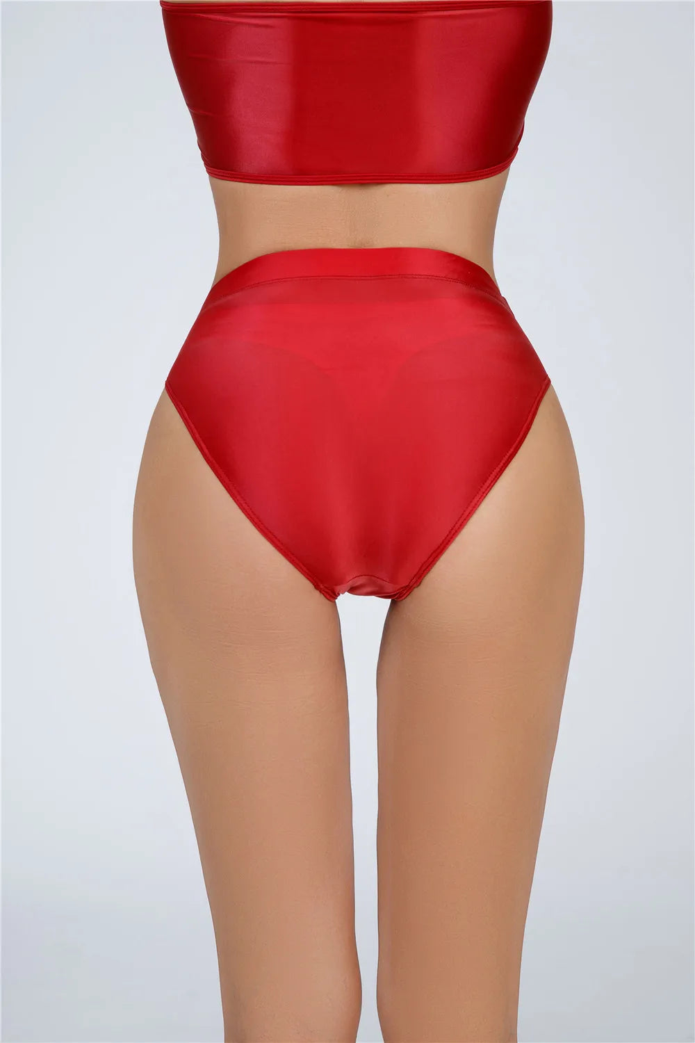 High-Waist Oil Glossy Sheer G-String Thong Satin Smooth Seamless Briefs