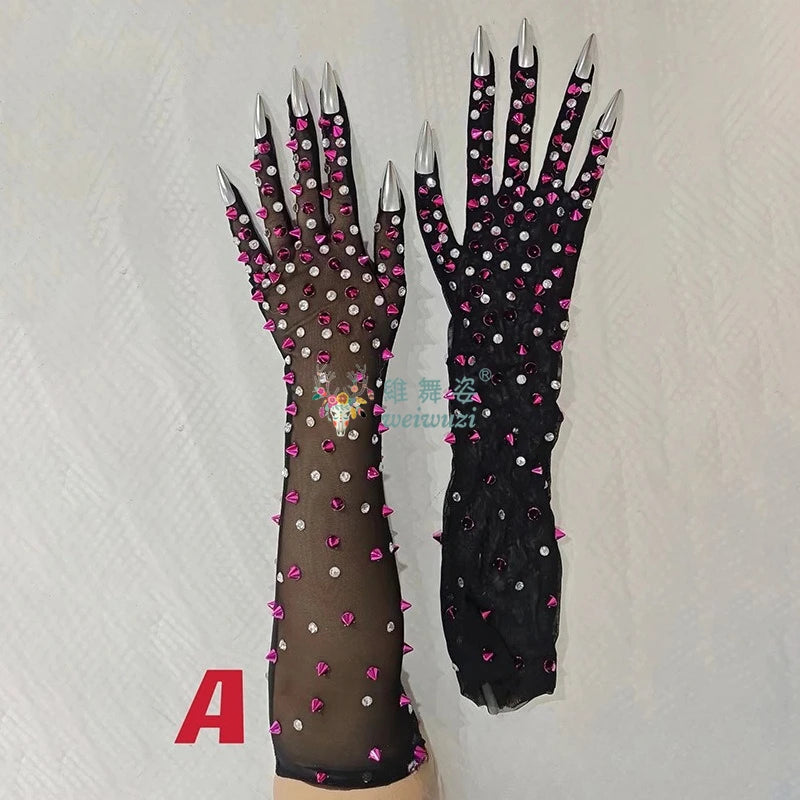 Rhinestone Stretch Performance Gloves