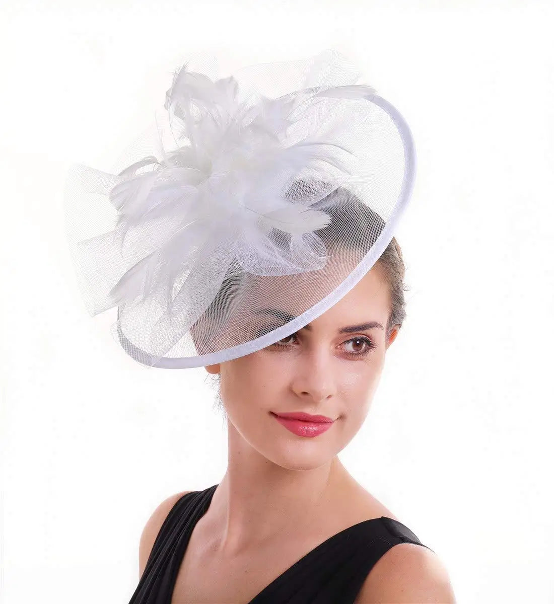 Feather Flower Mesh Fascinator Headpiece