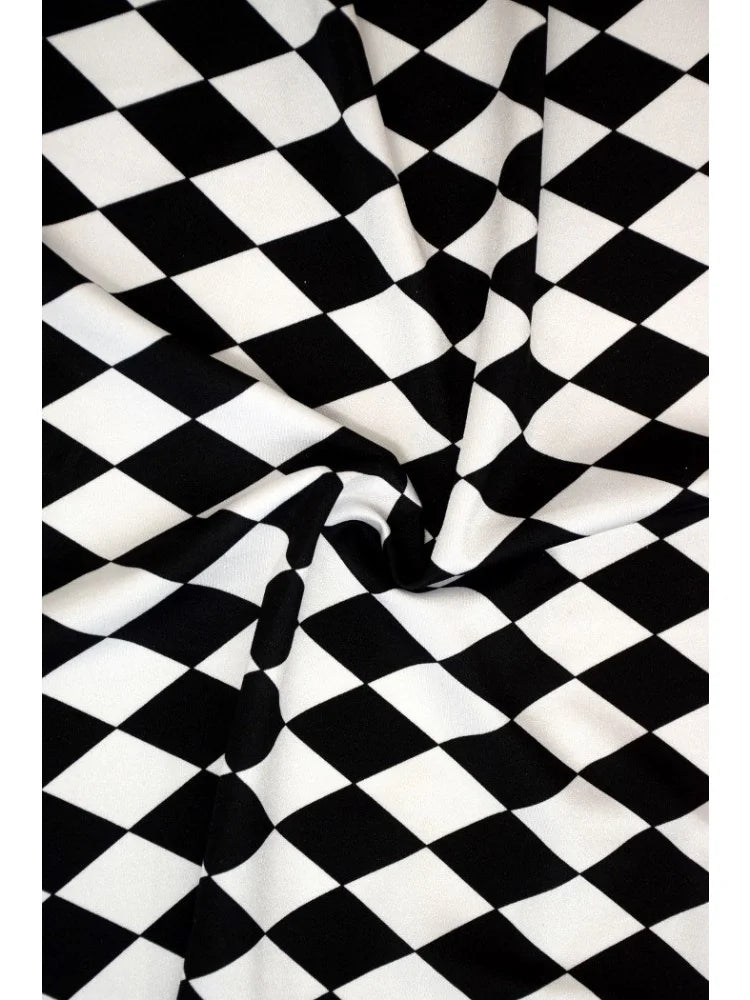 Harlequin Check Long Sleeve Cutout Bodysuit Sexy Circus Clown Stage Dance Bodysuit