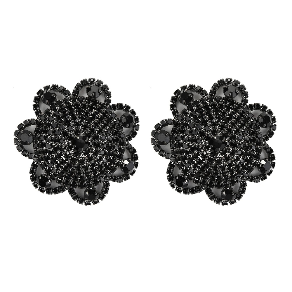Sparkly Rhinestone Flower Reusable Nipple Pasties Self-Adhesive Silicone Covers