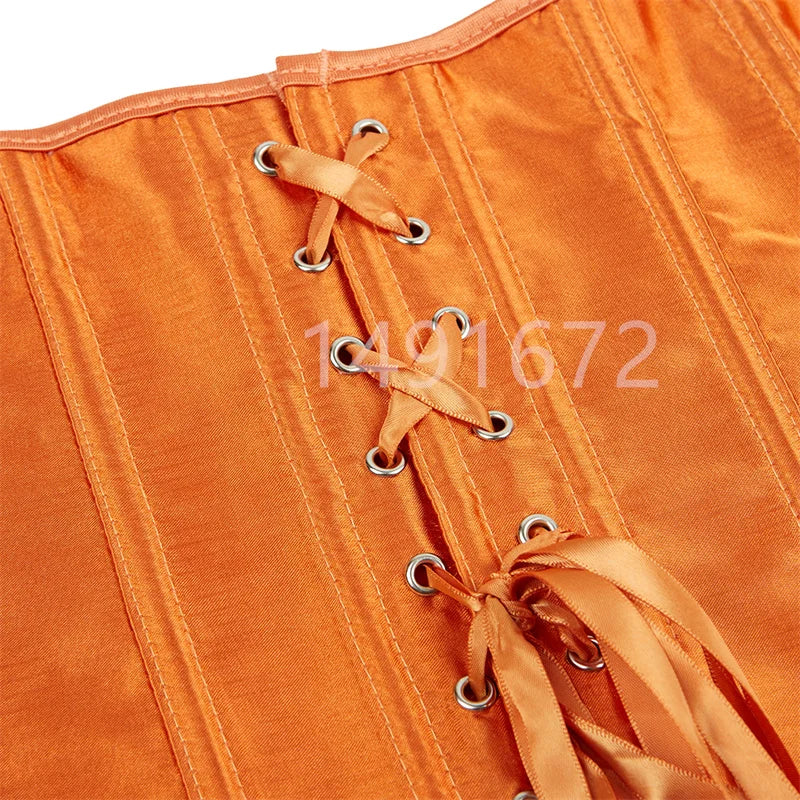 Vintage Overbust Corset Plus Size Satin Lace-Up Bustier Top