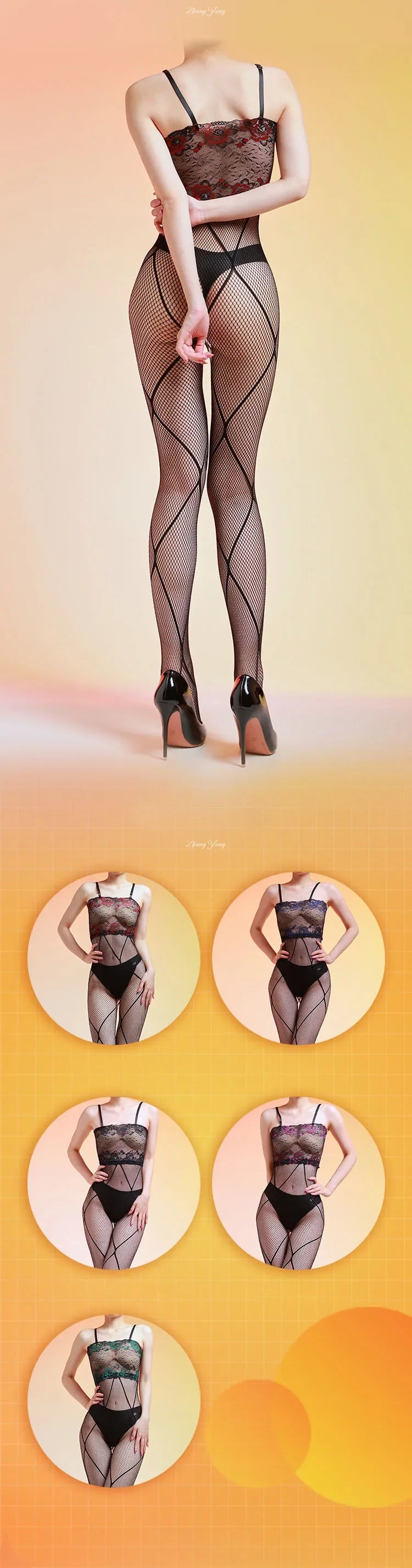 Sexy Women Strap Mesh Sheer Jumpsuit Strap Bandage Lace Printing Bodysuit Woman High Elastic Tights Open Crotch Maid Leotard