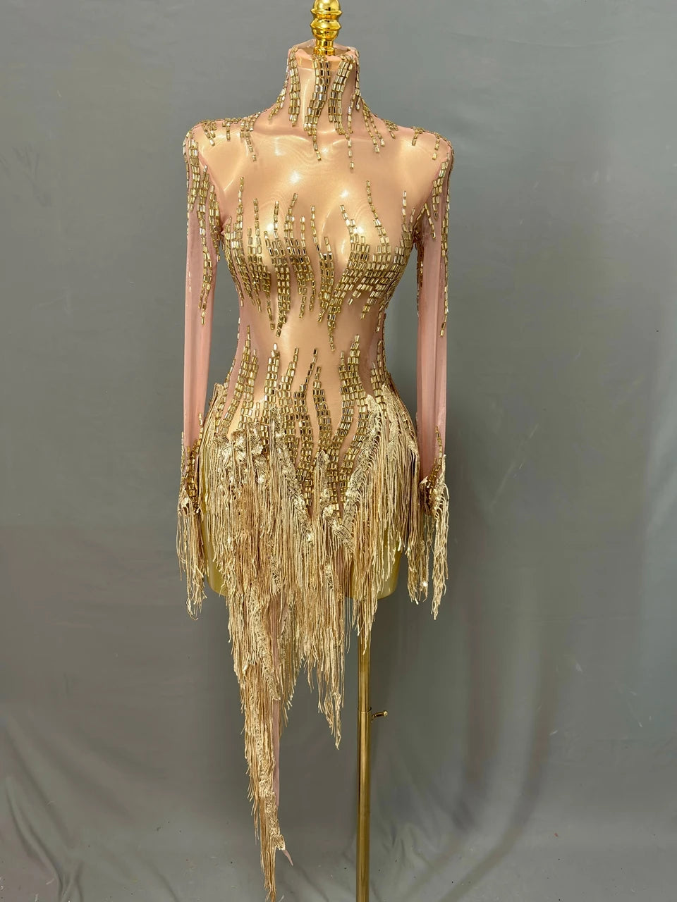 Sparkly Rhinestone Sequin Tassel Dress – Women's Sexy Birthday, Stage & Dance Performance Costume