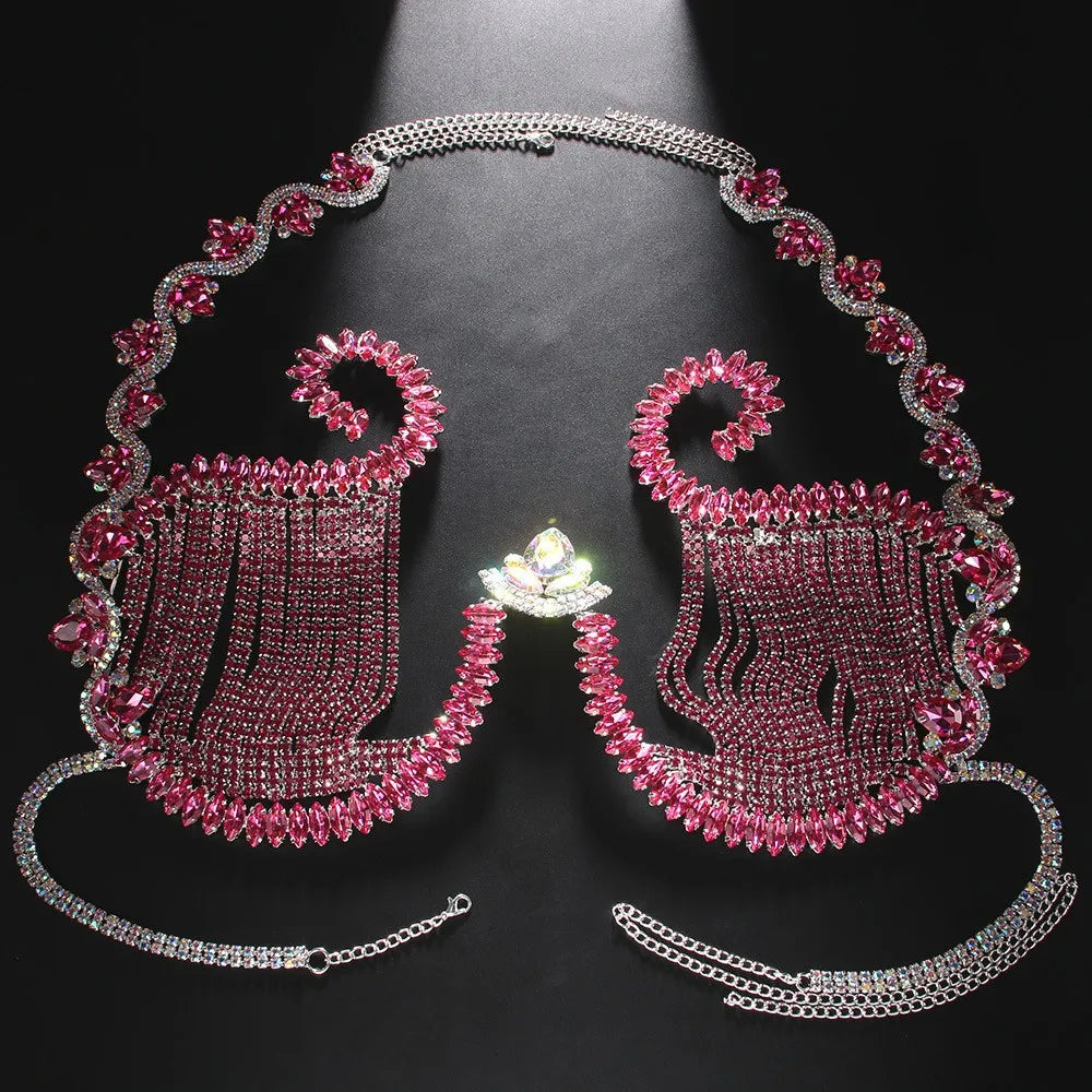 Shell Design Rhinestone Bra Chain