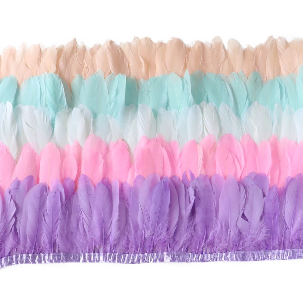 Natural Dyed Goose Feather Trim Fringe Ribbon