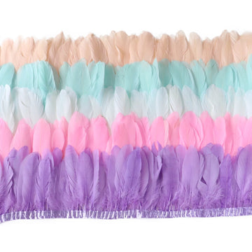 Natural Dyed Goose Feather Trim Fringe Ribbon
