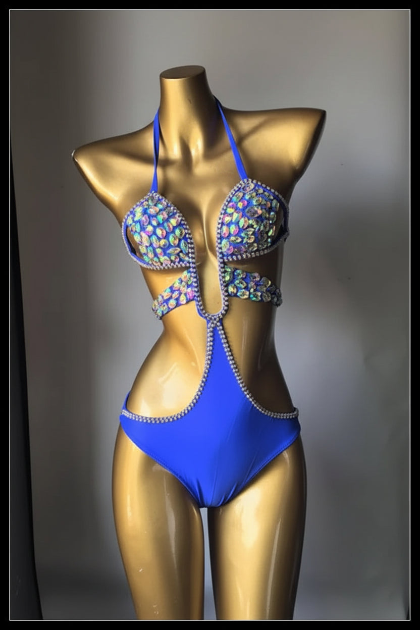 Dazzling Beaded Chest Harness & Bikini Body Jewelry Set