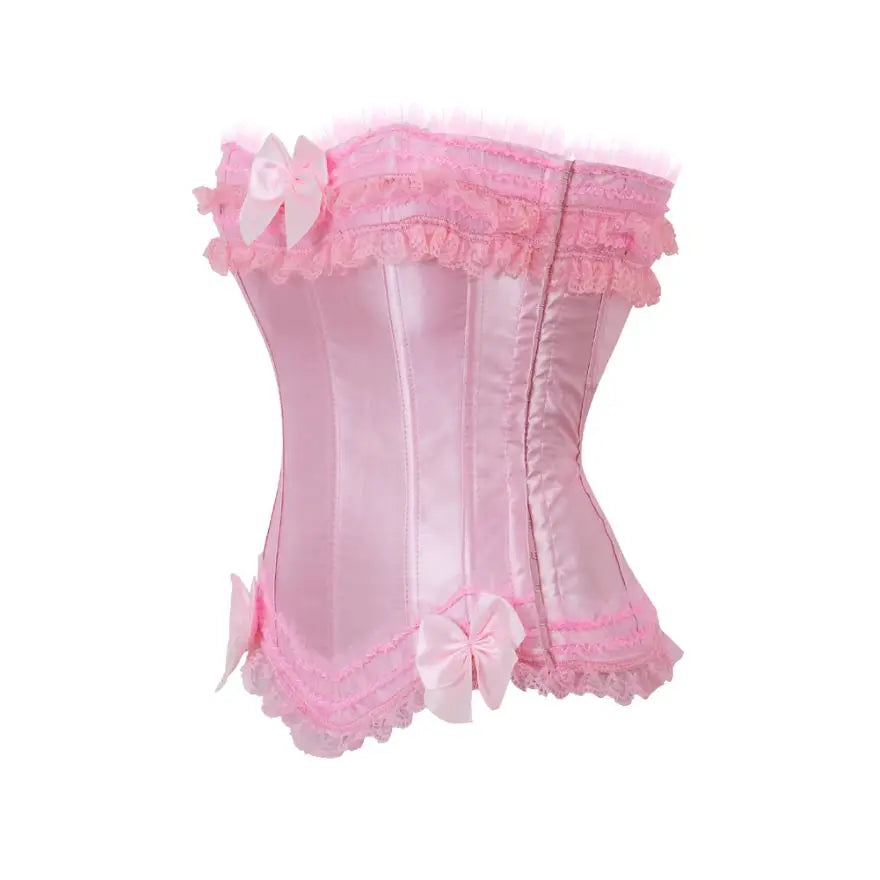 Lace Overlay Boned Overbust Corset Bustier Top Plus Size Body Shaper
