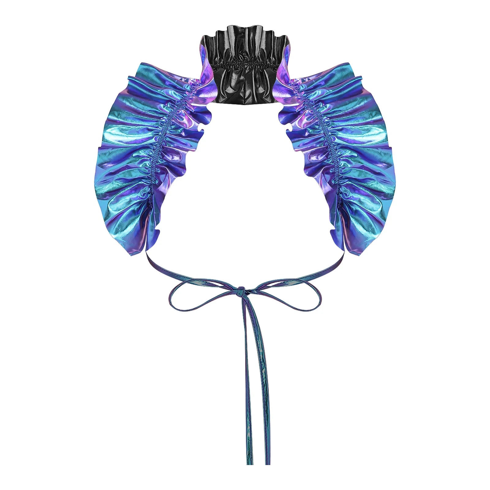 Metallic Ruffled Renaissance Neck Shrug Holographic Victorian Shoulder Capelet