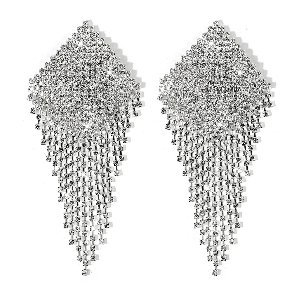 Sparkly Rhinestone Tassel Reusable Nipple Pasties Self-Adhesive Breast Covers