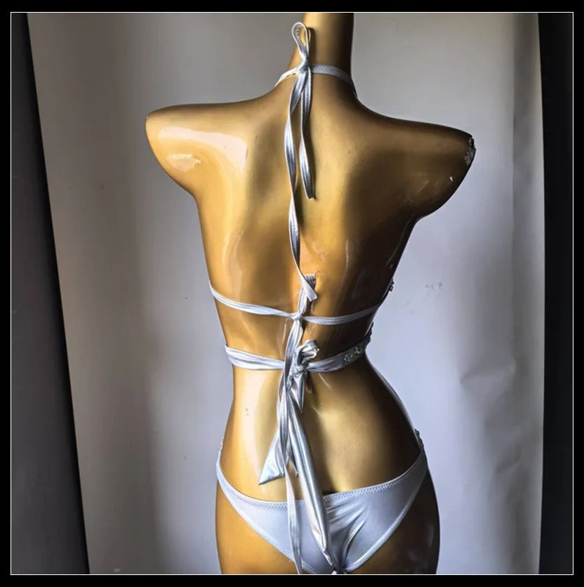 Dazzling Beaded Chest Harness & Bikini Body Jewelry Set