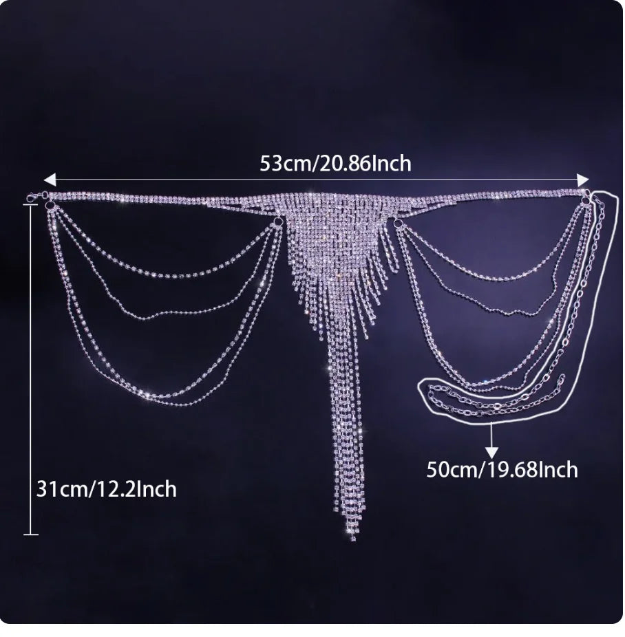 Multilayer Crystal Tassel Bra & Thong Jewelry