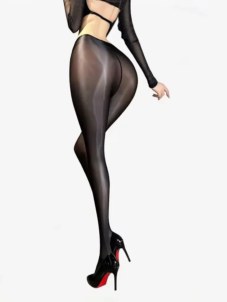 Sexy Women Thin Pencil Pants Low Waist Package Hip Elastic Tights Oil Shiny Glossy Slip Yoga Leggings Maid Shaping Trousers Plus