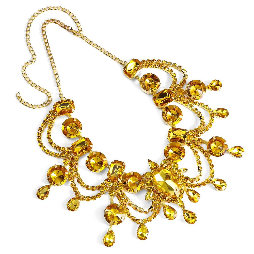 Water Drop Tassel Necklace Earrings Set