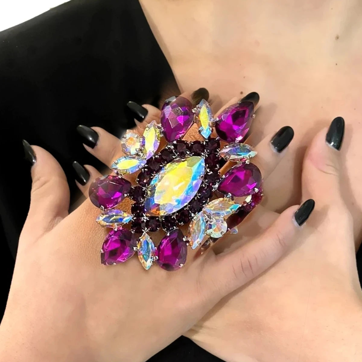 Adjustable Rhinestone Statement Ring