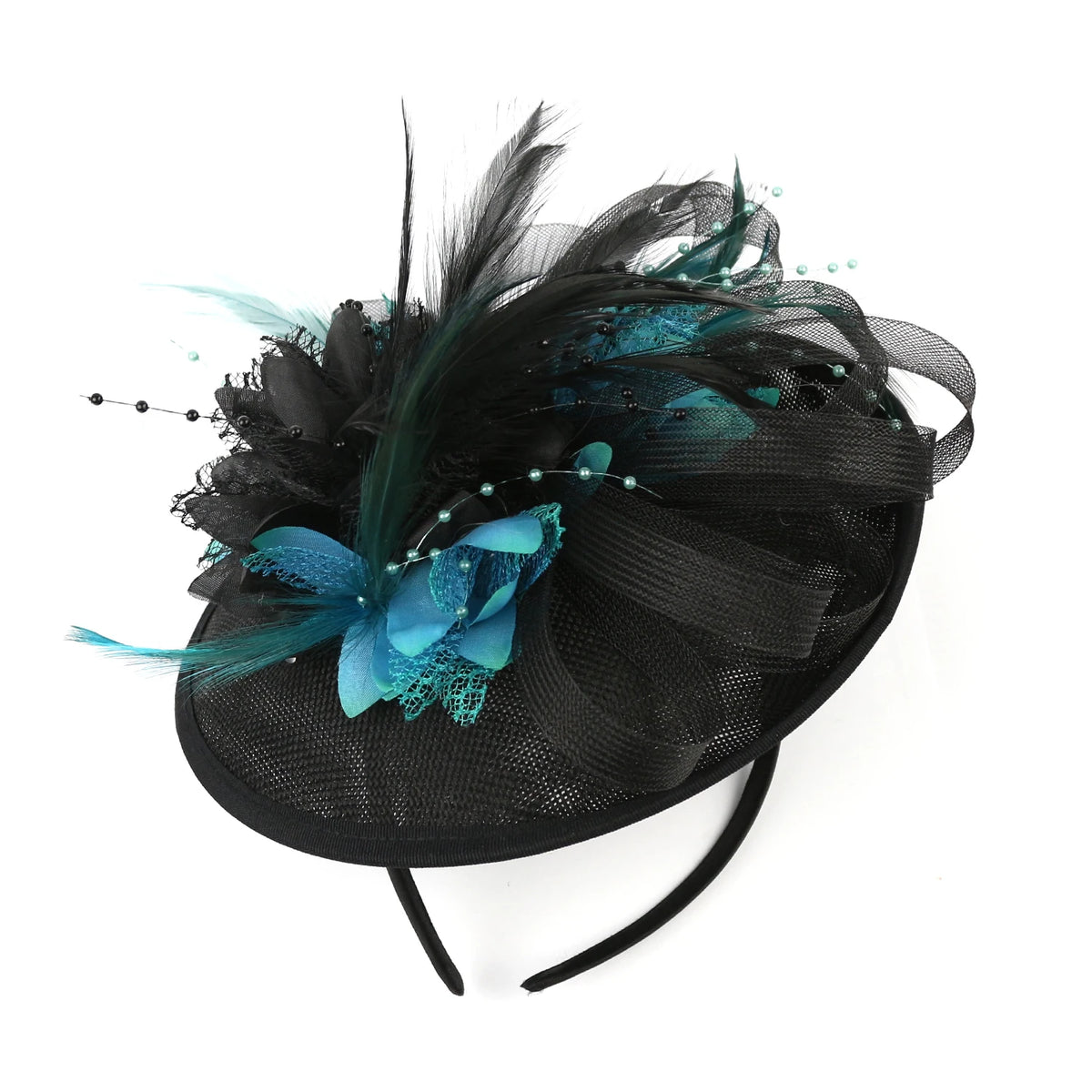 Feather Flower Mesh Fascinator with Clip & Headband