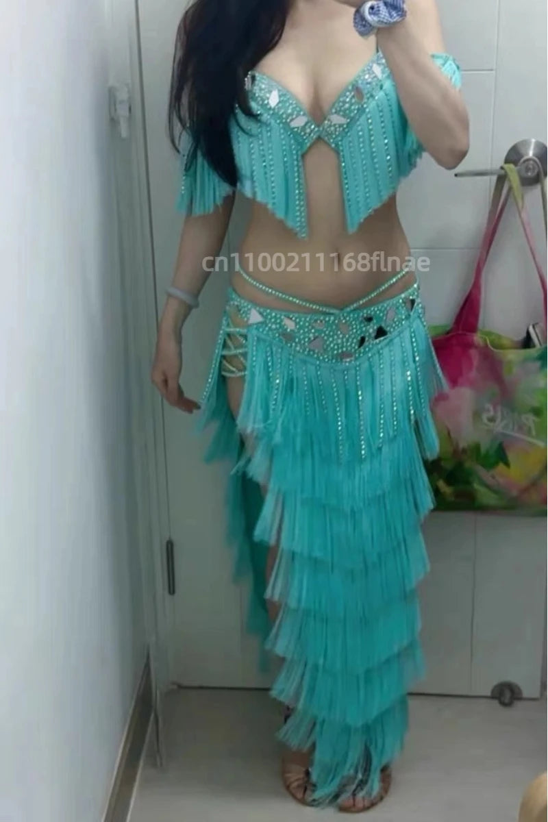 Luxury Tassel Top & Skirt Belly Dance Performance Set
