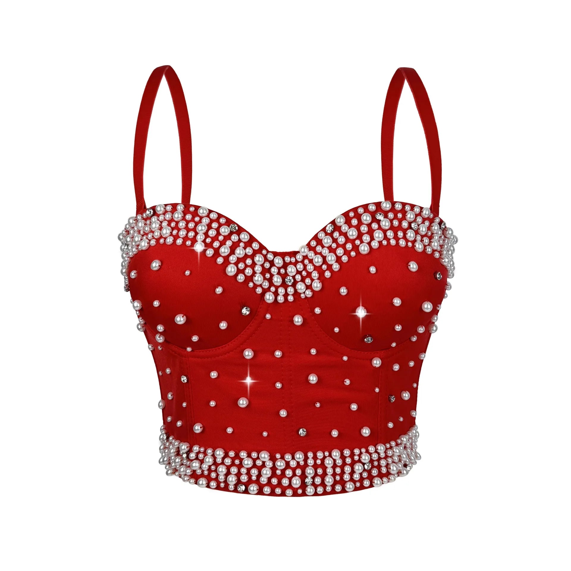 Sparkly Rhinestone Corset Crop Top Showgirl Stage Performance Camisole Bustier