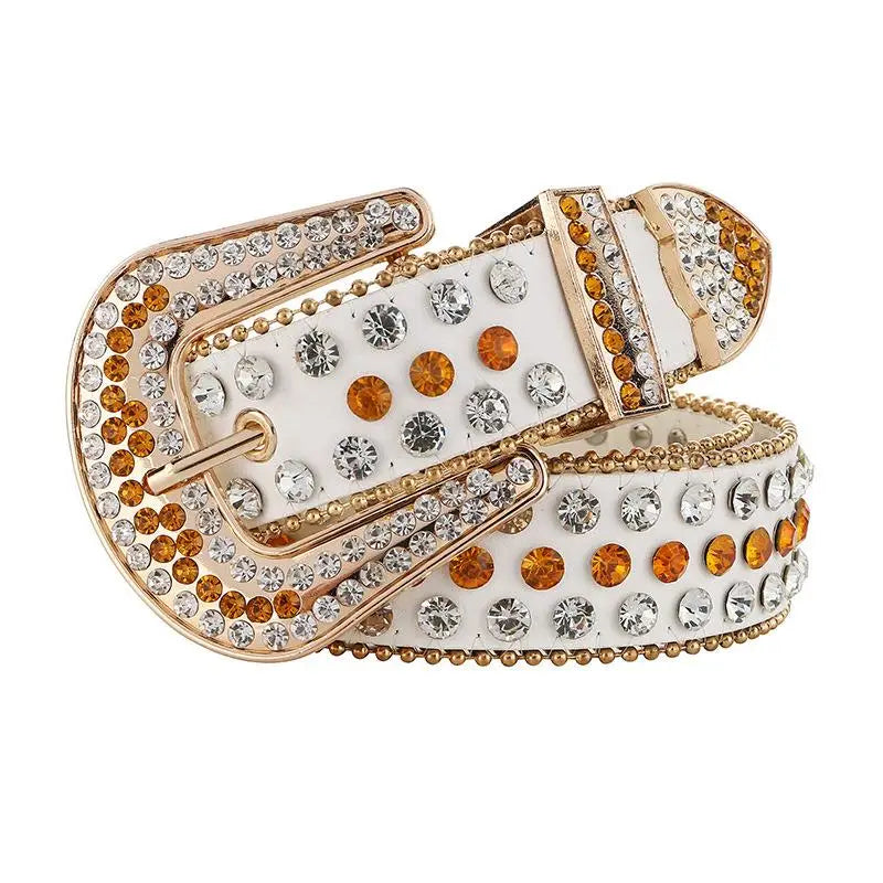 Gem Studded Western Style Fashion Buckle Belt