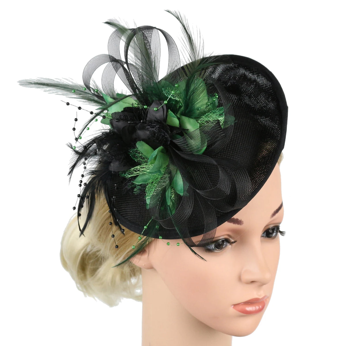 Feather Flower Mesh Fascinator with Clip & Headband