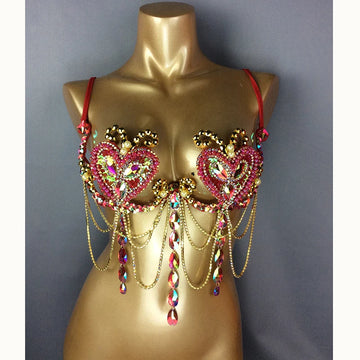 Dazzling Samba Carnival Crystal Wire Bra Costume Top