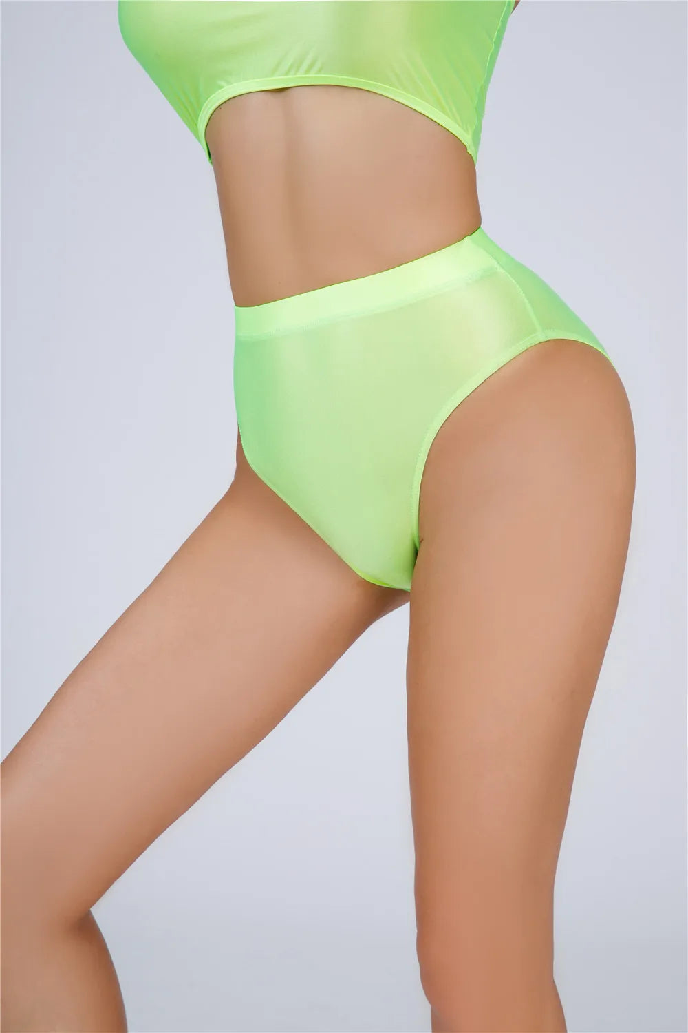 High-Waist Oil Glossy Sheer G-String Thong Satin Smooth Seamless Briefs