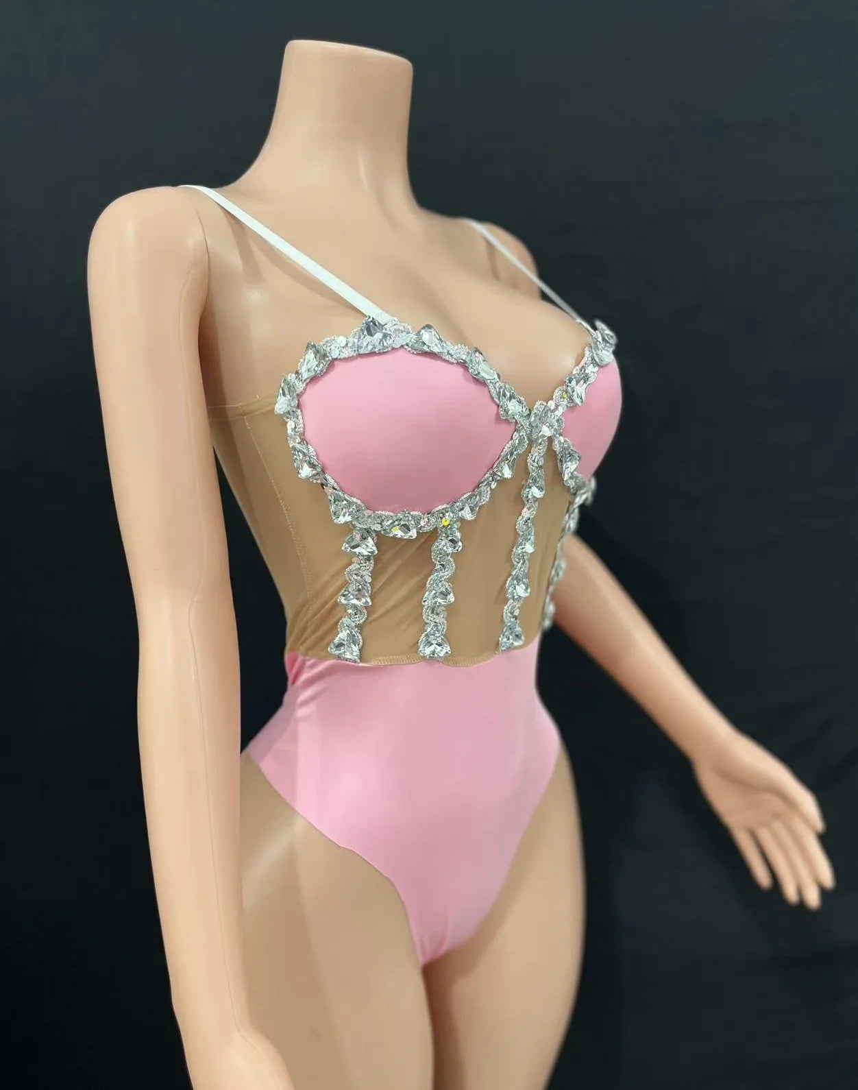Multi-Colored Triangle Halter Bodysuit & Stage Performance Dancewear