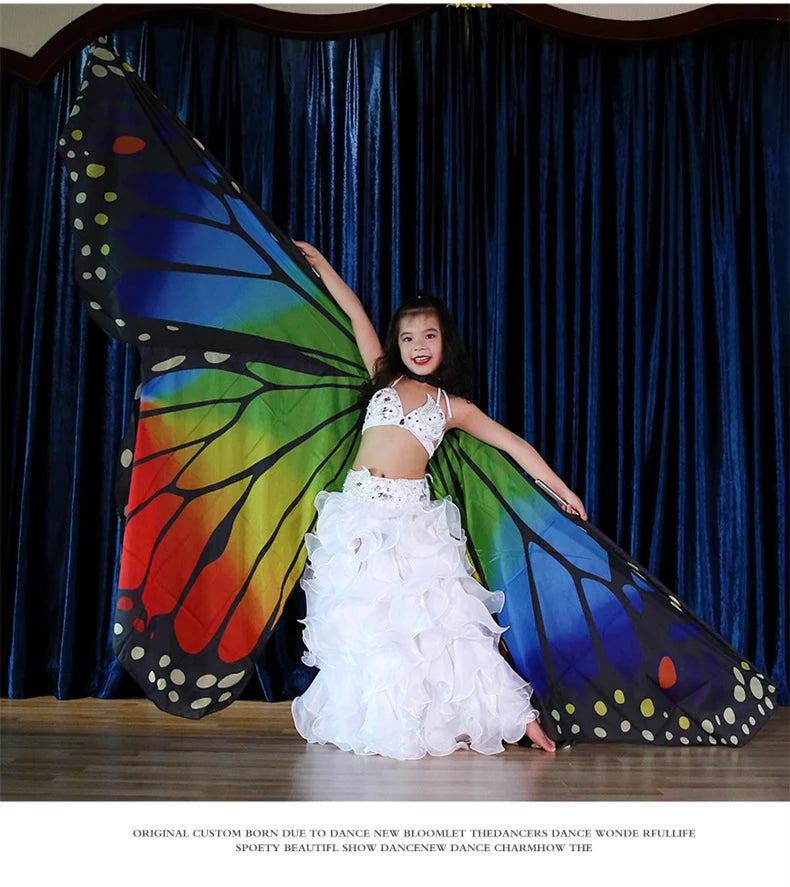 Vibrant Butterfly Belly Dance Wings with Telescopic Sticks Set