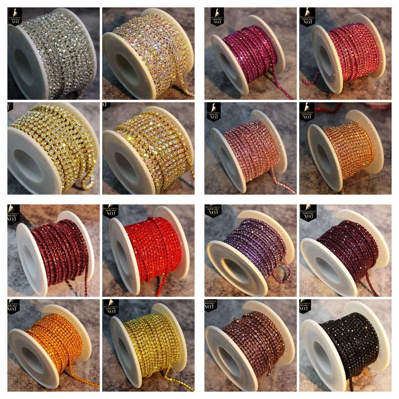 The Stardust Spectrum Stream – Premium Color-Matched Glass Crystal Rhinestone Cup Chain Trim