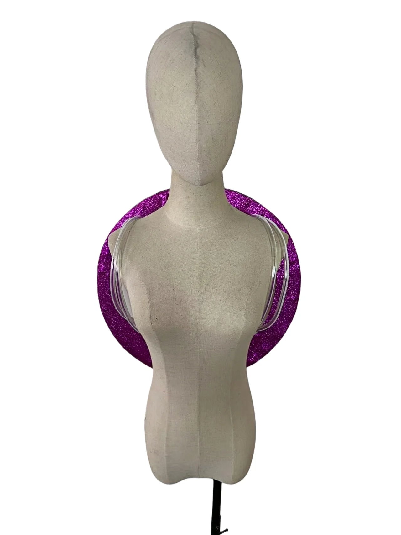 Rhinestone-Embellished Feather Backpiece Frame with Harness