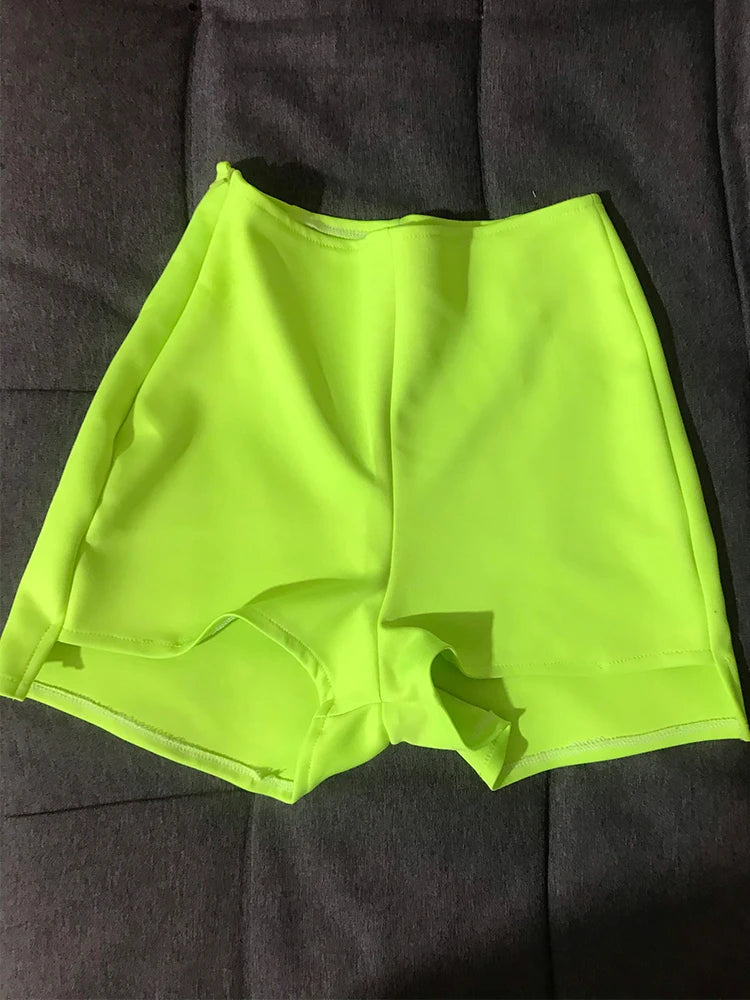 Fluorescent Neon Green High-Waisted Pole Dance & Gogo Hot Shorts Costume