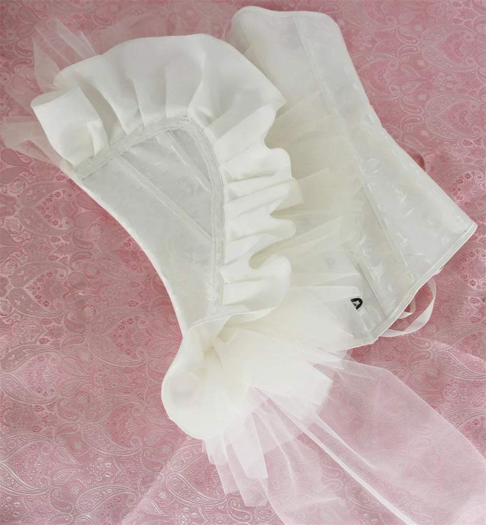 Victorian Ruffle Floral Lace Overbust Corset Bustier Body Shaper Top