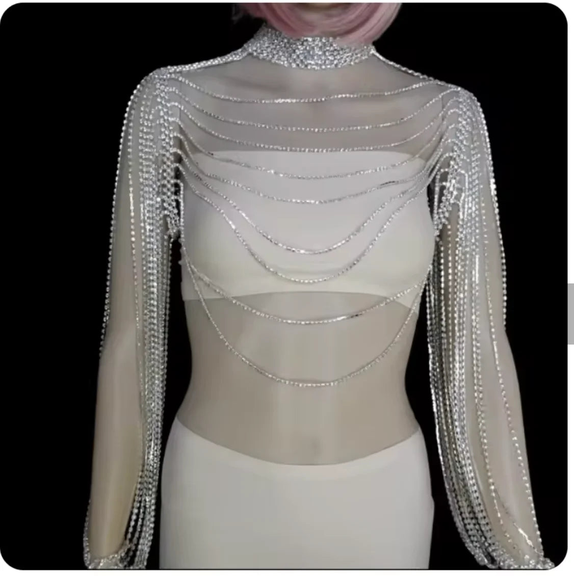 Crystal Tassel Bra & Skirt Costume Jewelry