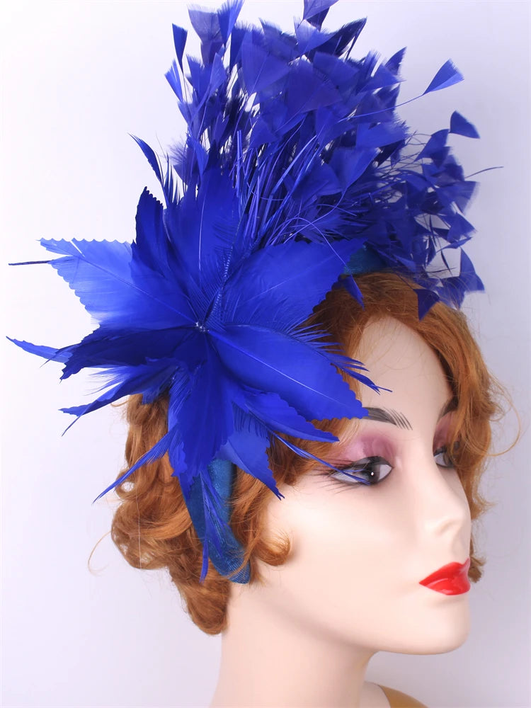 25cm Feather Floral Ribbon Fascinator Headband Kentucky Derby Cocktail Tea Party Hat