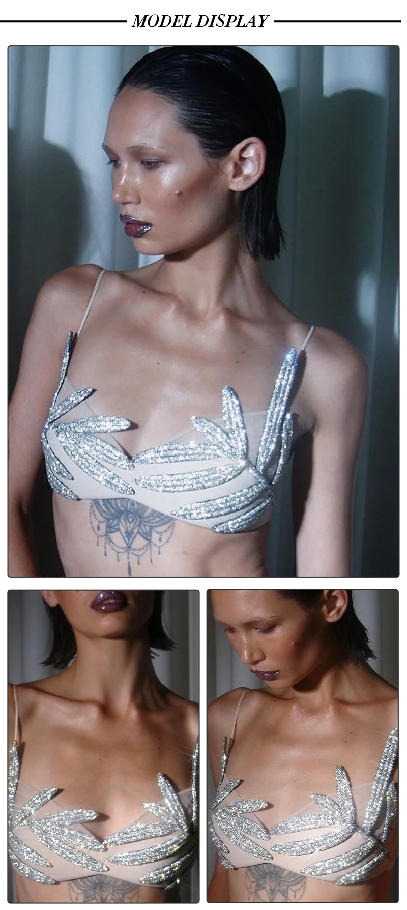 Crystal Chain Backless Bustier Crop Top