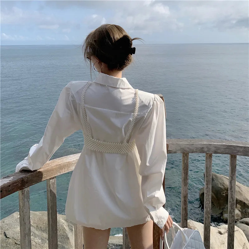White Pearl-Look Costume Shoulder Shawl