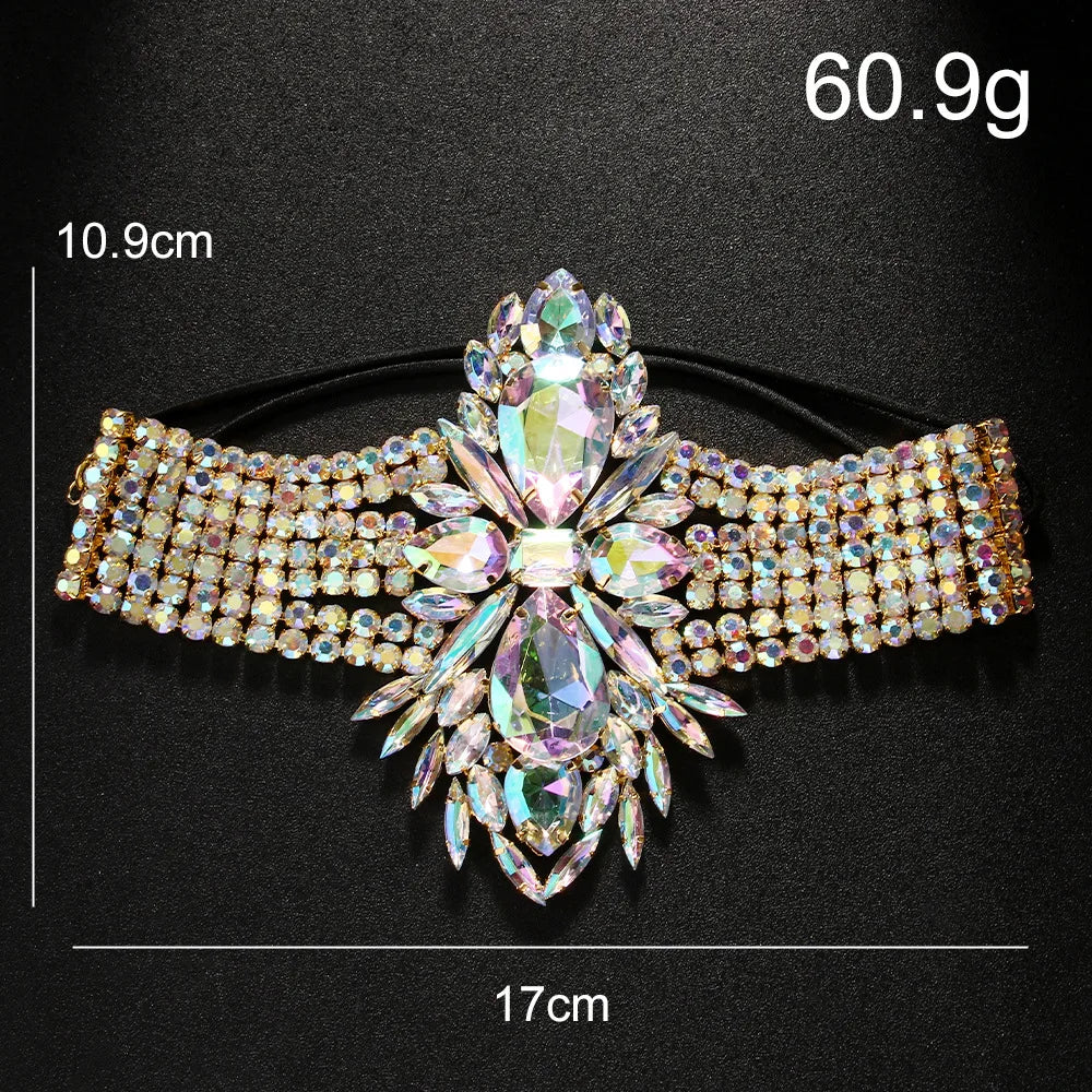 Geometric Rhinestone Thigh Chain – Elastic Crystal Leg Jewelry for Festivals, Raves & Clubwear