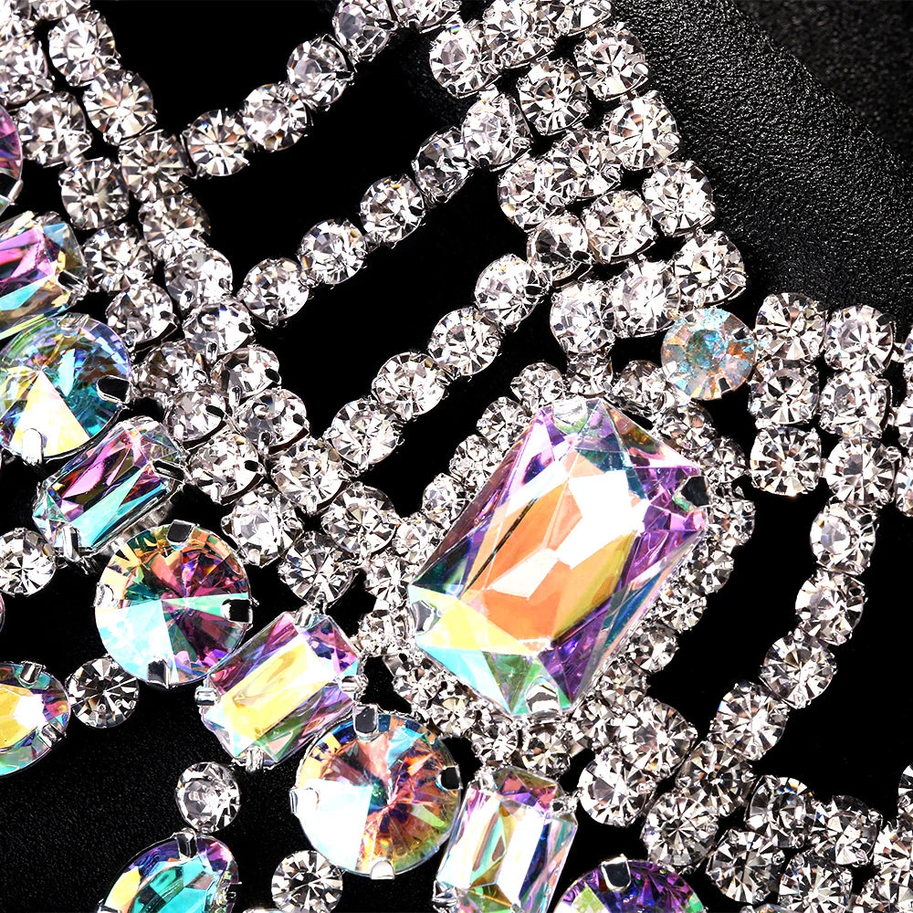 AB Rhinestone Tassel Statement Choker