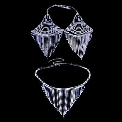 Teardrop Crystal Tassel Bra & Waist Jewelry