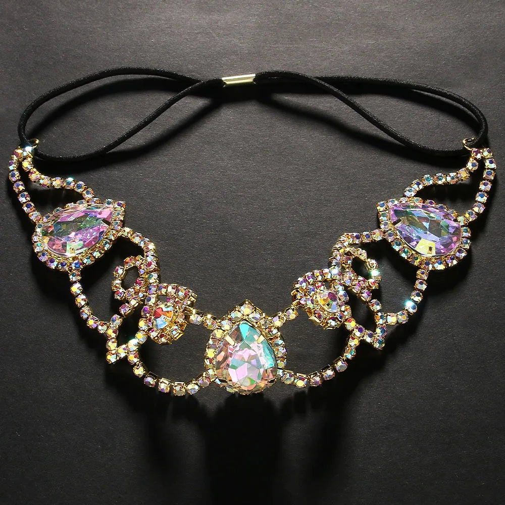 Geometric Rhinestone Thigh Chain – Elastic Crystal Leg Jewelry for Festivals, Raves & Clubwear