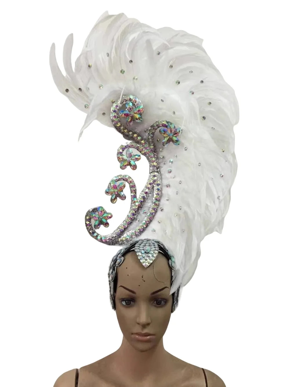 The Stardust Royal Plume – Feathered Carnival & Cabaret Stage Headdress