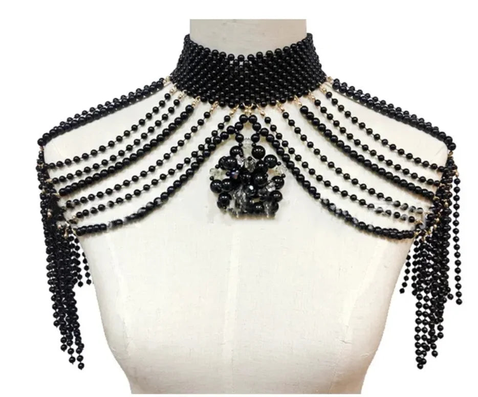 Pearl-Look Beaded Collar Shoulder Chain