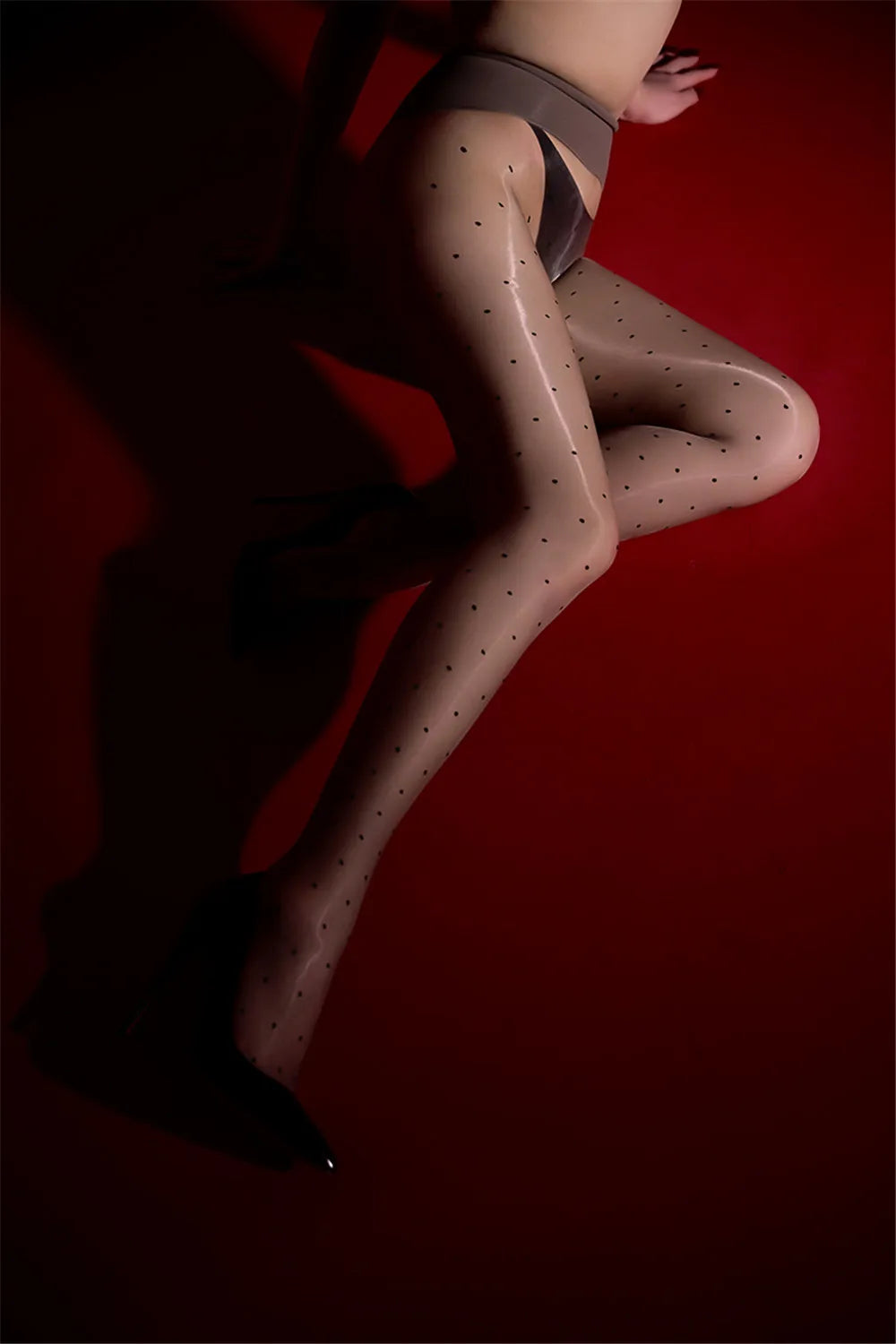 360 Seamless 1D Dot Pattern Sheer Oil Glossy High-Waist Shaping Pantyhose