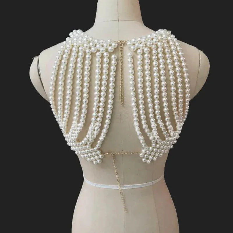 Simulated Pearl Costume Shoulder Shawl